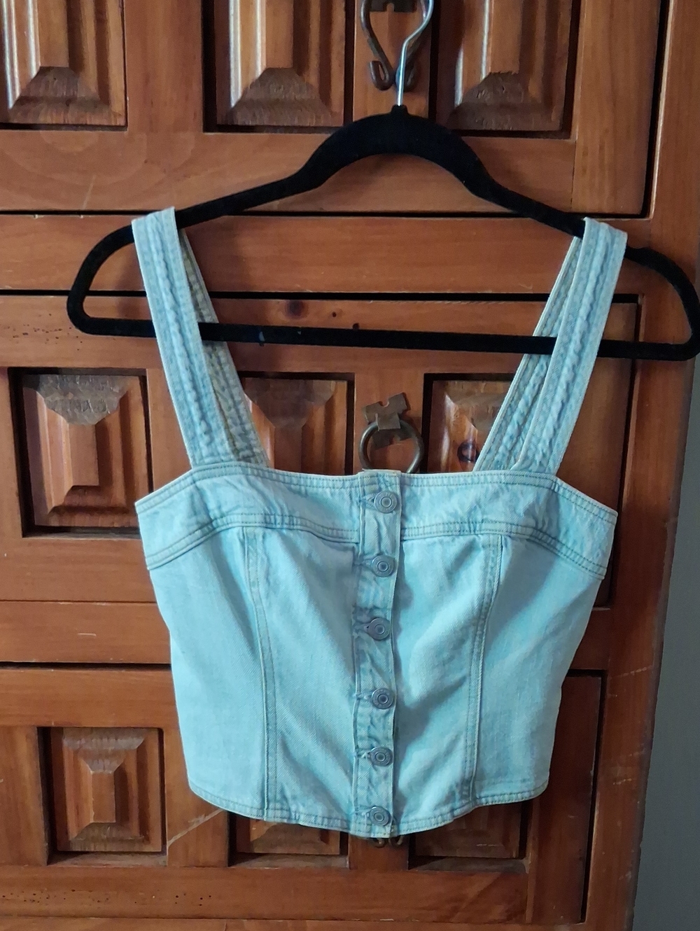 Levi's Light Blue Denim Button-Front Crop Camisole
